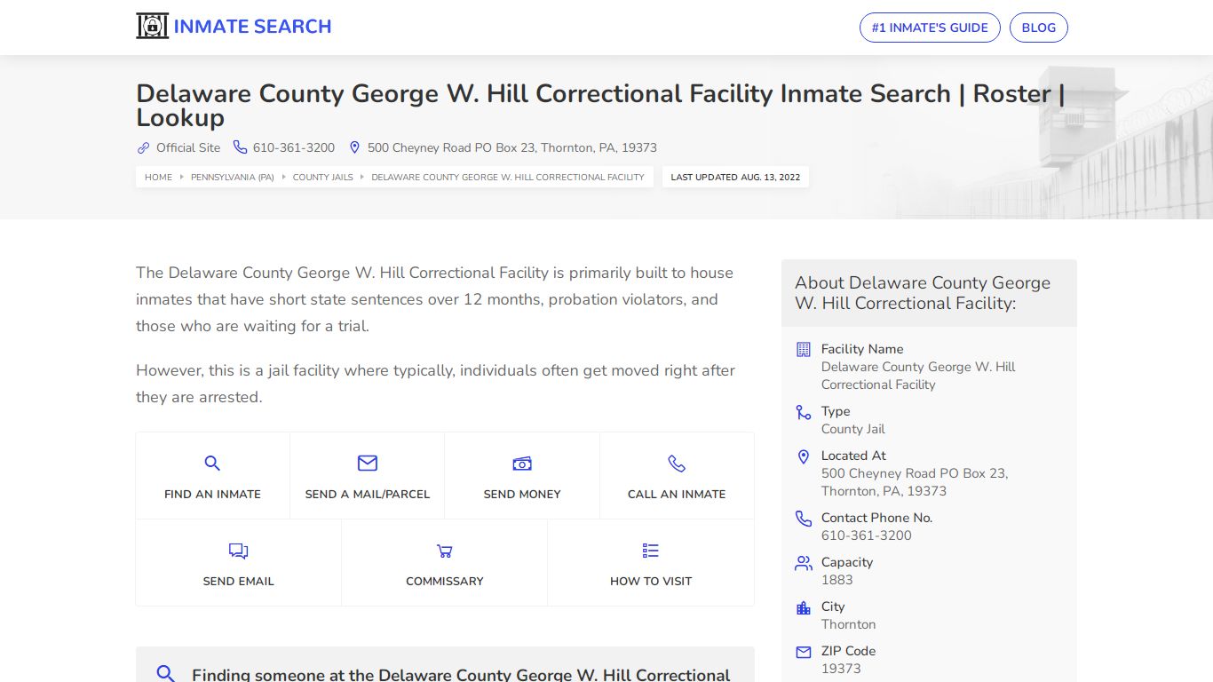 Delaware County George W. Hill ... - Inmate Search